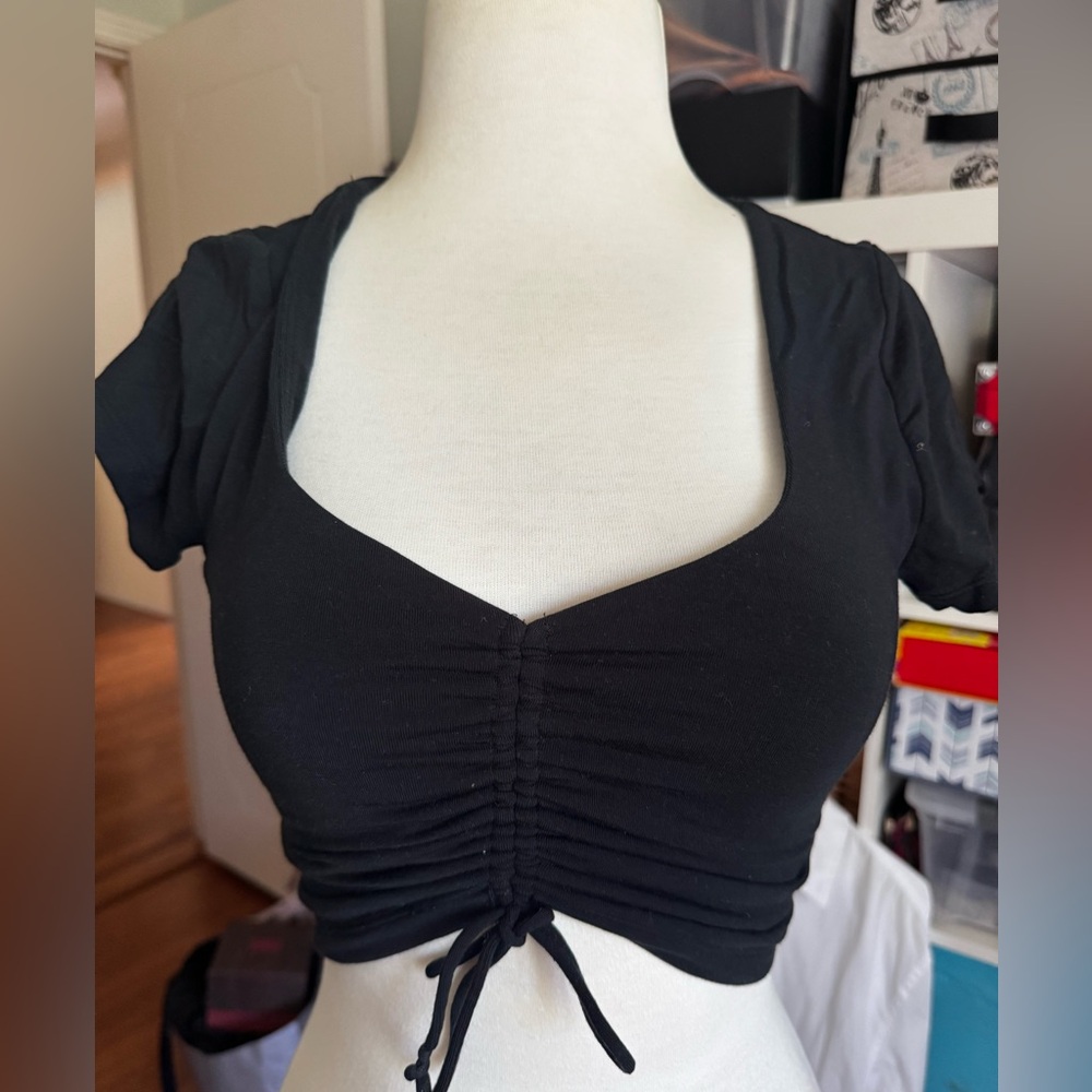 Urban outfitters Wilfred Black Ruched Crop Top